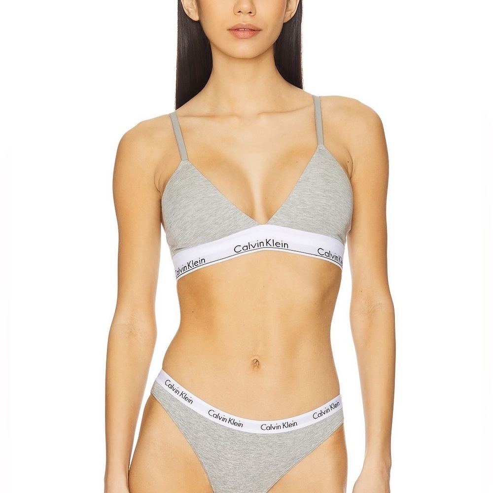 Calvin Klein Icon Cotton Modal Lined Triangle cotton bralette Heather logo